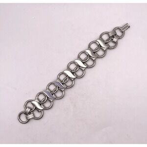 Vintage Mid Century Open Ring & Textured Bar Link Bracelet